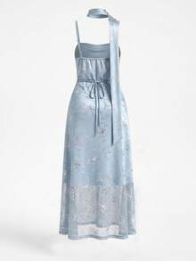 GalTyme Große Größen Sommer elegantes Folien-Blumenmuster Spaghettiträger Kleid - Verschiedenfarbig - Übersicht 5