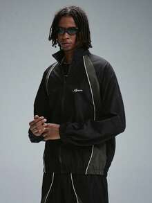 STYNVO Conjunto de chaqueta y pantalones con bloques de color y patchwork para hombre - Negro - Ver 4