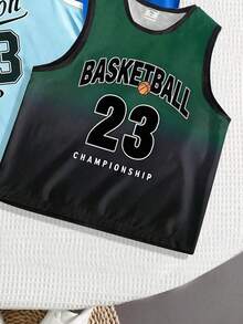 SHEIN 3件裝小男孩新款時尚舒適簡約英文數字23印花運動背心，適合日常穿著、返校、戶外活動、聚會、度假、街拍 - 彩色 - 查看 5