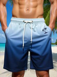 Surfspeed 渐变色抽绳休闲宽松沙滩裤，带口袋 - 藍色 - 查看 1