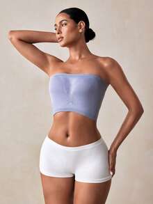 Veilyse 2 buah Bra Bandeau Musim Panas Wanita, Warna Polos Tanpa Bantalan, Cocok untuk Pemakaian Kasual Sehari-hari - MultiWarna - View 9
