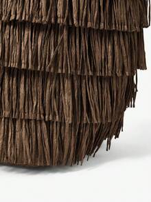 MUSERA Layered Straw Fringe Bamboo Top Handle Tote Beach Bag Spring Summer Beach Swim Festival Vacation Cute Daily - dark brown - View 9