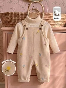 LMoss Kids Baby Girl Woven Embroidered Suspender Casual Jumpsuit - Multicolor - View 3