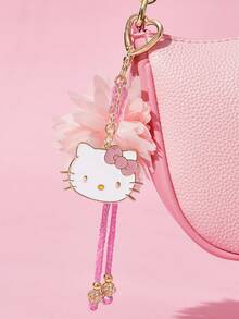 HELLO KITTY AND FRIENDS | SHEIN 可愛粉色紗布鑰匙圈，女孩愛心扣環，珠飾包包吊飾 - 淺粉色 - 查看 4