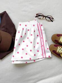 Tween Girl Tween Girl Tween Girls Casual Fashion Polka Dot Versatile Shorts Suitable For All , Chill Chill, Stylish Girls, Casual Wear, -Back Style, Chic - White - View 5