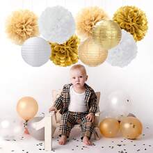 Pastel Rainbow Party Decorations, 15PCS Macaron Tissue Pom Poms & Paper Lanterns, Colorful Hanging Supplies For Birthday, Baby Shower, Classroom & Carnival Themed Parties - View 10