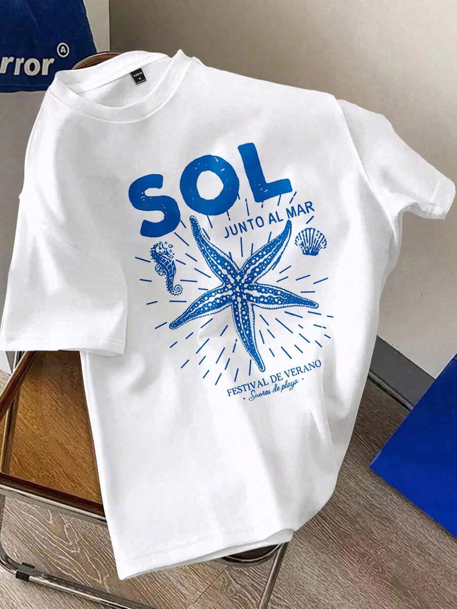 Manfinity Hypemode Kaos Pria dengan Slogan, Cocok untuk Pakaian Kasual Sehari-hari dan Liburan. - Putih - View 1