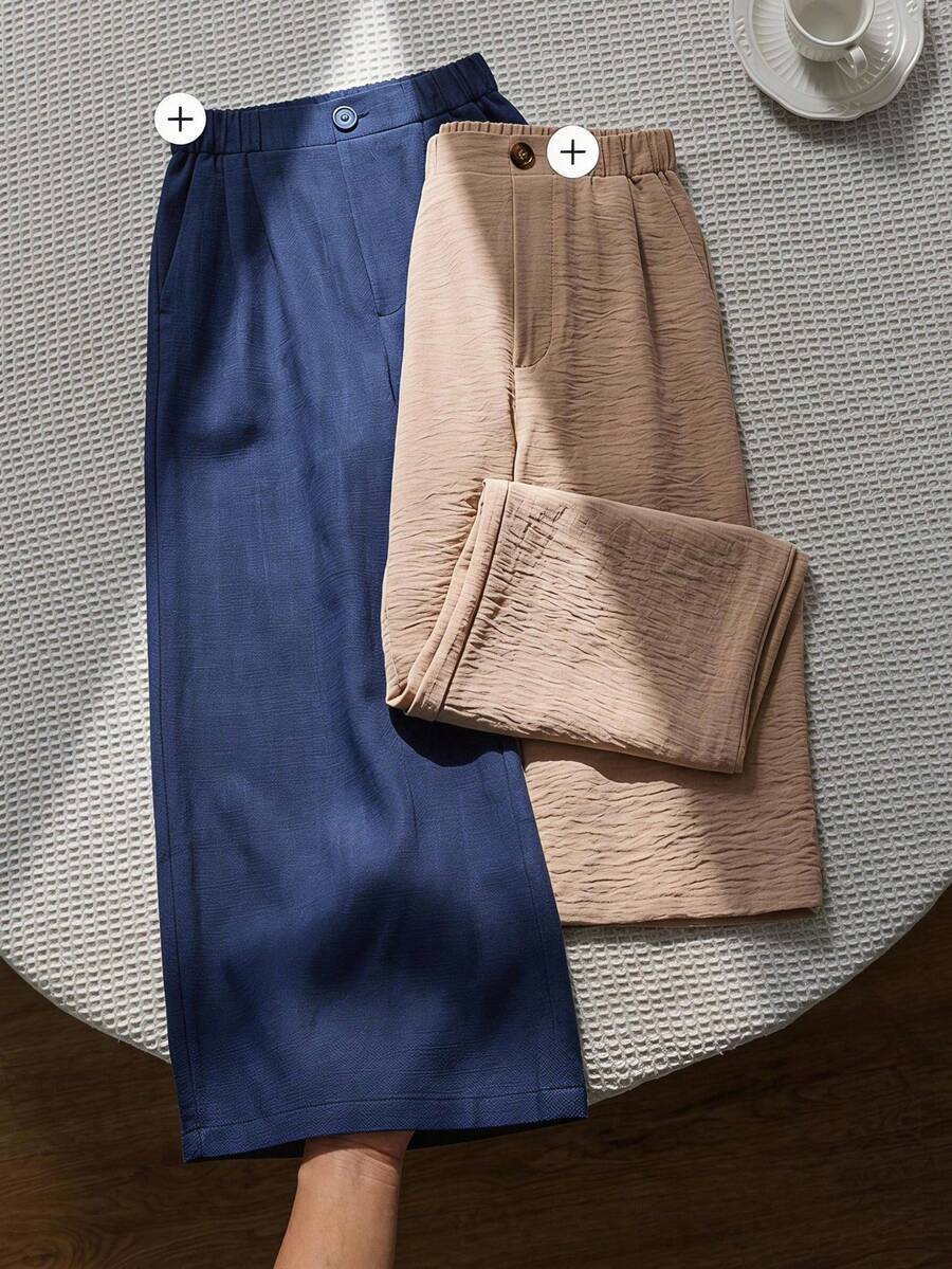 2件裝女童休閒通勤寬鬆寬腿長褲 - 彩色 - 查看 1