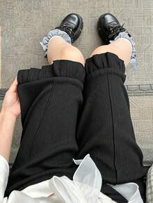 FRIFUL Women's Casual Textured Ruffle HemBermuda Shorts Summer - Black - View 5