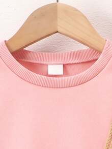 Elladie kids 女童休閒長袖格紋百褶下擺 2 合 1 衛衣洋裝 - 粉色 - 查看 5