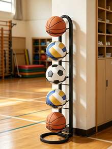 Equipo deportivo y de exterior | Equipo de deportes de equipo (rugby, baloncesto, fútbol, voleibol) - Estante de almacenamiento de rugby, adecuado para dormitorio, garaje y uso doméstico interior - Negro - Ver 2