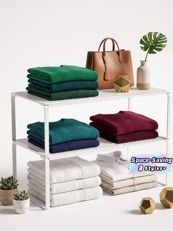 2pcs/1pc Multi-Functional Expandable Closet Organizer Rack - Sturdy Metal Adjustable Height Clothing Storage Rack, Suitable For Home, Office, Retail, Kitchen, Bedroom, Desk, Shoe Rack, Bookshelf, Wardrobe Shelf, Home & Office Organization
