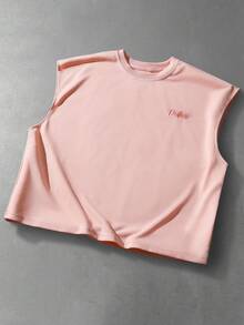 PAVTROS 男士夏季休閒刺繡背心 - 粉色 - 查看 8