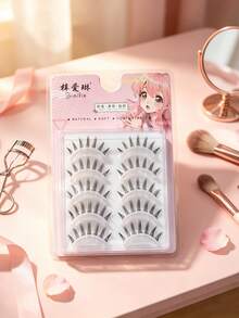 5 Pairs Cluster Style Natural A Type Korean Girl Group Makeup False Eyelashes Transparent Stem For No Makeup Look Must Have Beauty Accessory - View 4