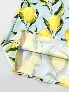 Franclia Plus Size Women's Summer Lemon Pattern A-Line Casual Vacation Lemon Yellow Long Skirt - Multicolor - View 4