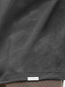 SUMWON Regular Studios Oversized Graphic Print Crew Neck Short Sleeve T-Shirt With Bold Back Logo Print - Dark Grey - View 7