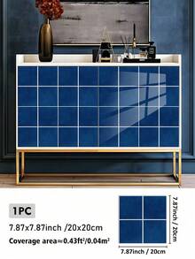 1/12/36pcs Self-Adhesive Navy Blue Square Wall Tiles – Waterproof Oil-Proof Peel And Stick Panels For Kitchen & Shower Walls - 20*20CM - View 21
