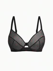 Slumbrini 3件套女士加大码纯色草莓豹纹加垫文胸 - 彩色 - 查看 5
