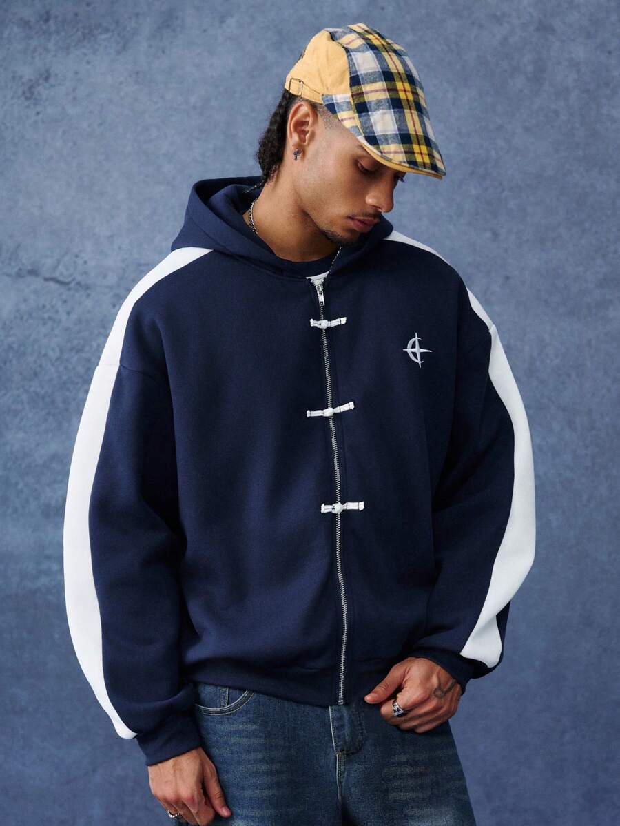 PAVTROS Men's Fashion Embroidered Zipper Long Sleeve Hoodie - Multicolor - View 1