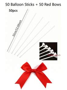 100 支白色气球棒 - 塑料派对气球棒 适用于婚礼、生日、圣诞节等（32 厘米/12.59 英寸）生日装饰 生日装饰 - 白色 - 查看 9