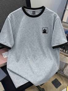 Manfinity Joysei Men's Black And Navy Blue Colorblock T-Shirt With Contrast Cuffs - Black - View 1