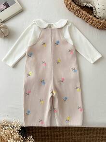 LMoss Kids Baby Girl Woven Embroidered Suspender Casual Jumpsuit - Multicolor - View 2