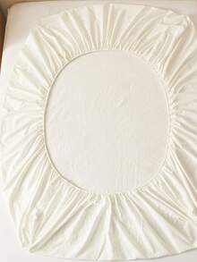Cirelle 100% Cotton Fitted Sheet, Soft Breathable Cream Off-White Bed Sheet Only, Deep Pocket Fitted Bottom Sheet With All-Around Elastic, Solid Color Mattress Cover - White - View 12