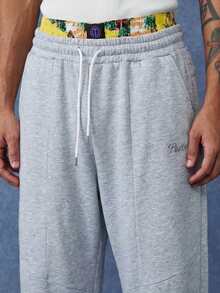 PAVTROS Men's Drawstring Waist Pocket Wide Leg Loose Casual Sweatpants - Grey - View 4