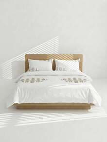 Veyra Day 2/3 PiecesBedding Set, 100% Polyester, Embroidered Floral Pattern Duvet Cover Set. Includes 1 Duvet Cover + 1 Or 2 Pillowcases, No Inner Filling Included, Ideal For Bedroom & Bed Decoration. - White - View 10