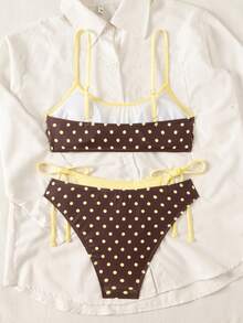 Bonvoyette Set Baju Renang Wanita Serbaguna untuk Semua Musim Semi/Panas/Gugur/Dingin, Set Bikini Rajut untuk Liburan, Pesta, Pantai, Tahun Baru, Upacara Wisuda, Warna Klasik, Seksi, Elegan, Kasual, Ceria, Imut, Pantai, Pesta Kolam Renang, Liburan, Natal Musim Dingin, Modis, Seksi, Baju Renang Bikini Elegan - MultiWarna - View 2