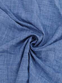 SHEIN LUNE CURVE 大尺碼女款休閒圓領藍色無袖A字洋裝，背面拉鍊設計，腰部交叉設計，簡約優雅風格，適合日常穿著、下午茶、休閒聚會及輕商務通勤 - 藍色 - 查看 5