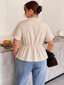 Firerie Casual Vacation Striped Plus Size Women's Shirt Suitable For Summer - Multicolor - View 2