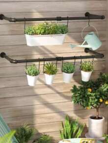 1pc Industrial Pipe Wall-Mounted Clothing Rack, Heavy Duty Black Hanging Closet Rod, Suitable For Bedroom, Entryway, Laundry Drying, Retail Clothing Display - Black - View 4