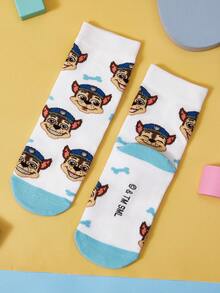 SHEIN | PAW Patrol 2雙兒童棉質軟綿透氣吸濕管襪，可愛卡通圖案，加強腳趾與腳跟，耐穿，男孩適用，適合學校、戶外、夏冬兩季 - 混色 - 查看 4