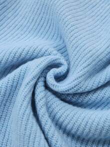 Balvessa Women's Solid Color Stand Collar Casual Versatile Daily Long Sleeve Sweater - Blue - View 7