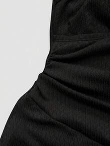 Sweetra Bộ 2 món váy bơi size lớn cho nữ mùa hè đi biển nghỉ mát, phong cách ngọt ngào dễ thương, vải gân mềm thoải mái có vân, trang trí sao biển, gồm váy hai dây camisole và quần bơi ngắn - màu đen - Xem 3