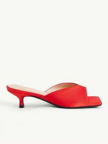 CUCCOO CHICEST Open Toe Heeled Mules Back To School Shoes College Student Shoes Spring Shoes Spring Break Easter For Christmas - Red - View 3