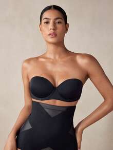 Veilyse Strapless Smooth Seamless Bandeau Bra, Wire Supported Multi-Way Lift & Enhance Bra, Suitable For Party & Everyday Wear - Black - View 3