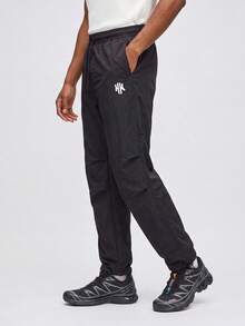 Nelvento Soul Men's Letter Print Drawstring Jogger Pants, Casual Suitable For Daily Wear And Travel, Gym Sports - Black - View 1