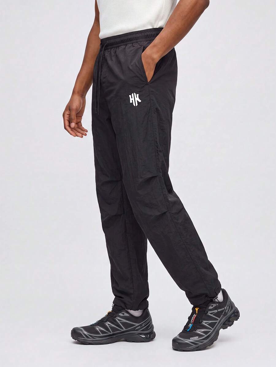 Nelvento Soul Men's Letter Print Drawstring Jogger Pants, Casual Suitable For Daily Wear And Travel, Gym Sports - Black - View 1