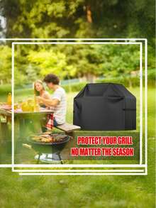 [Ry Red Line Grill Cover] Outdoor Barbecue Grill Cover, Uv-Resistant Oxford Fabric Gas Grill Cover With Adjustable Hem, Compatible With Multiple Brands, Available In 6 Sizes - Black - View 2