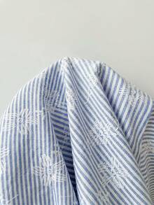 Tseoso 藍色條紋花卉刺繡梭織女款襯衫 - 彩色 - 查看 4