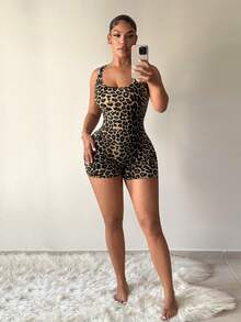 SHEIN SXY 女款夏季休閒純色無袖連身褲 - 彩色 - 查看 3