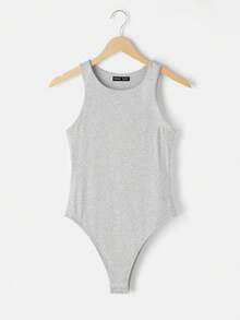 SHEIN BASICS 3件組休閒基礎極簡端莊圓領無袖修身純色針織女款連身衣 夏季服飾 辦公日常穿搭 白色 灰色 黑色 - 灰色 - 查看 6