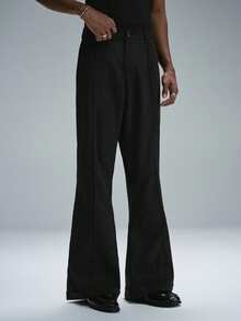 STYNVO Men's Solid Color Pocket Casual Flared Trousers - Black - View 4