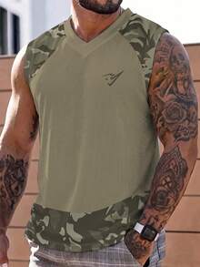 Gym Rark Men Camo Patchwork V Neck Mesh Quick Dry Tank Top Bathing Sleeveless Sports Shirt For Outdoor Gym Weightlifting Running  World Cup Mexico Swim - Multicolor - View 8