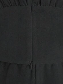 Breezaya 女款春夏優雅波西米亞休閒海灘度假 V 領收腰百褶中袖上衣與寬腿長褲 2 件套 黑色 - 黑色 - 查看 7