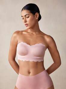 Veilyse Comfortable Strapless Women's Bra, Wireless Backless Design Thin Sports Bralette - Apricot - View 4