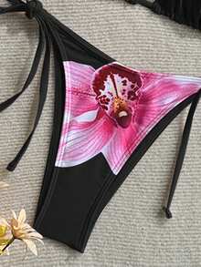 Bonvoyette 新款 3 件組不對稱印花女款泳衣套裝 - 彩色 - 查看 4