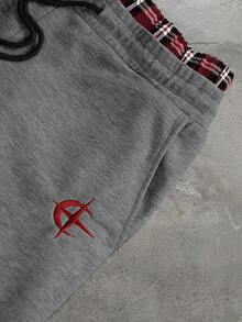 PAVTROS Pantalones cortos para hombre con diseño bordado, cintura con cordón y bolsillos - Gris Oscuro - Ver 5
